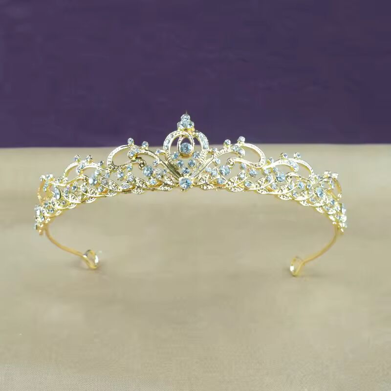 Bridal Headwear Gold-Colour Women's Full Of Classical Temperament Wedding Crown Girl Birthday Dazzling Tiaras