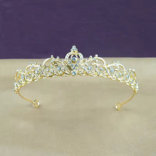 Bridal Headwear Gold-Colour Women's Full Of Classical Temperament Wedding Crown Girl Birthday Dazzling Tiaras